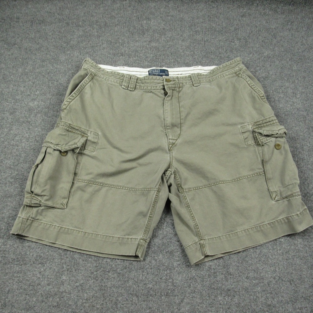 Polo Ralph Lauren Cargo Shorts Mens 42x10 Grey Twill Utility Relaxed Distressed